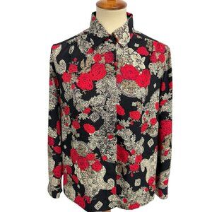 Vintage Alfred Dunner women's Blouse floral multicolor long sleeve size 10P